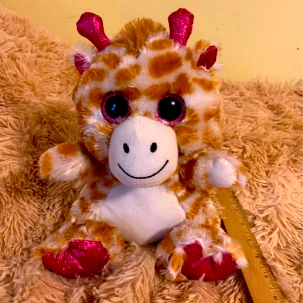 Peek-a-boo toys Giraffe sparkle pink details plush stuffed animal toy